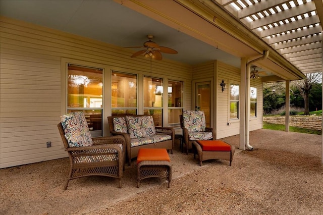 136 Clubhouse Dr, Lakeway, TX 78734 - view of patio / terrace with a ceiling fan, a pergola, and outdoor lounge area