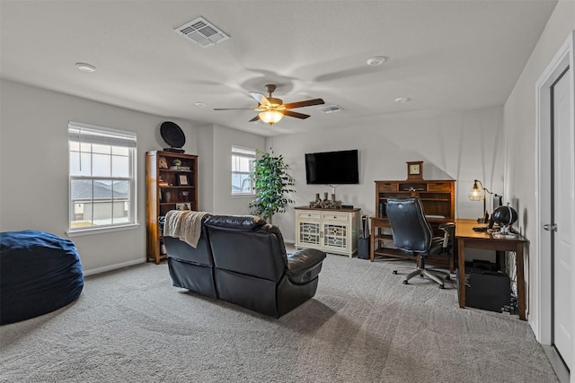 2221 Clove Ct, Temple, TX 76501 - living room featuring ceiling fan and carpet floors