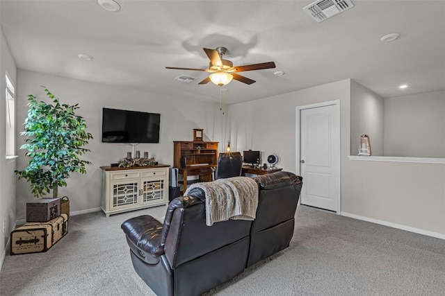 2221 Clove Ct, Temple, TX 76501 - living room with carpet floors and ceiling fan
