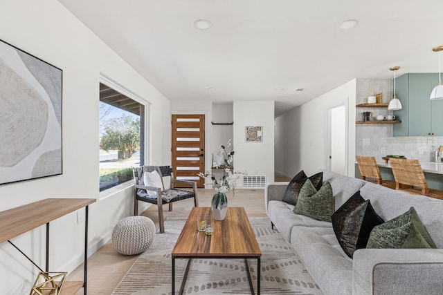 living room featuring light hardwood / wood-style flooring