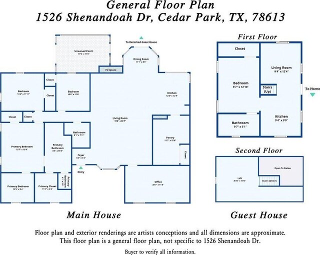 1526 Shenandoah Dr, Cedar Park, TX 78613 - view of floor plan / room layout