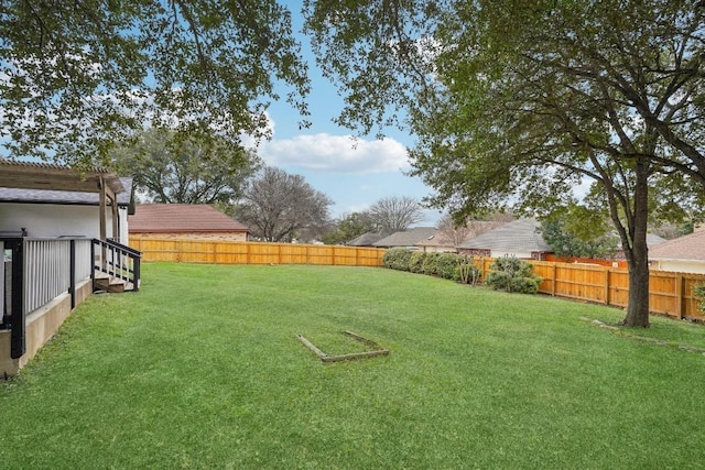 view of yard featuring a fenced backyard