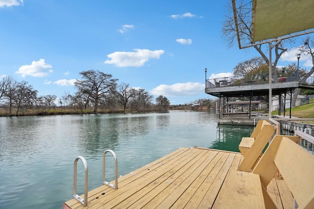 dock area featuring a water view