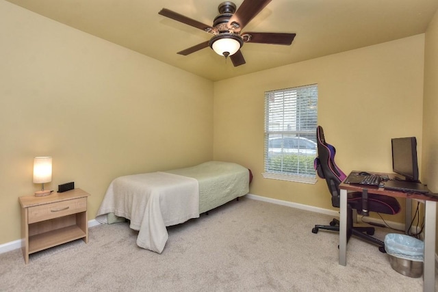 bedroom featuring carpet and ceiling fan