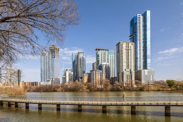 property's view of city with a water view