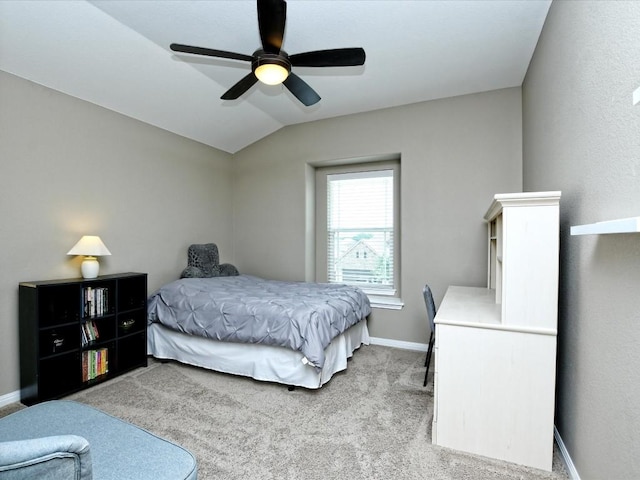 1533 Cresson Trl, Leander, TX 78641 - bedroom with light carpet, baseboards, a ceiling fan, and lofted ceiling