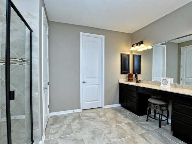 1533 Cresson Trl, Leander, TX 78641 - full bath featuring vanity, a stall shower, and baseboards