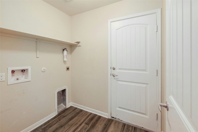 18825 Golden Eagle Way, Elgin, TX 78621 - washroom with dark wood-style floors, hookup for a washing machine, hookup for an electric dryer, and gas dryer hookup