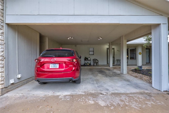 garage with a carport