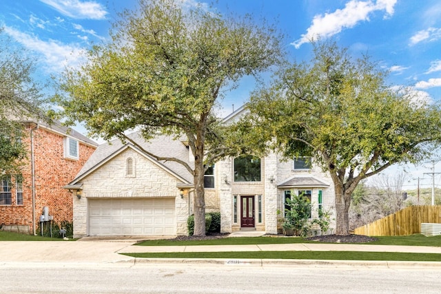 view of front of house with a garage