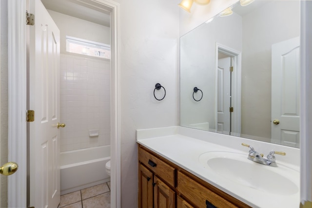 2901 Cashell Wood Dr, Cedar Park, TX 78613 - bathroom with vanity, toilet, tile patterned flooring, and bathing tub / shower combination