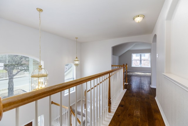 2901 Cashell Wood Dr, Cedar Park, TX 78613 - corridor featuring an upstairs landing, hardwood / wood-style floors, and baseboards