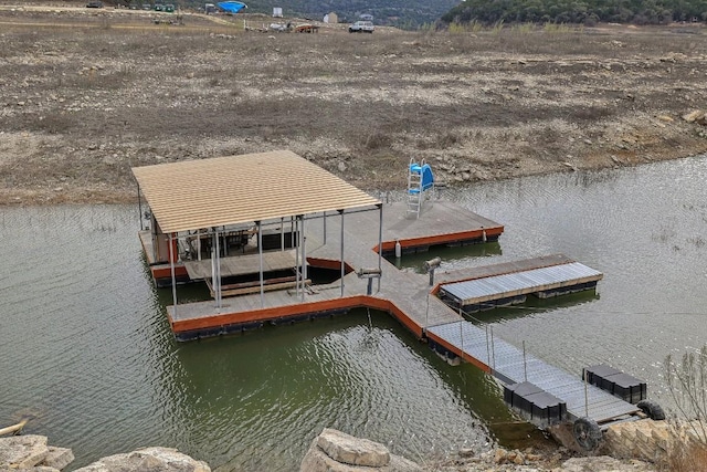 dock area with a water view