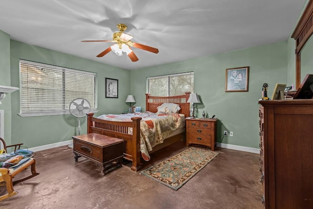 bedroom featuring ceiling fan