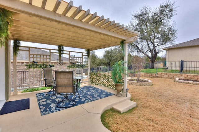 view of patio featuring a pergola