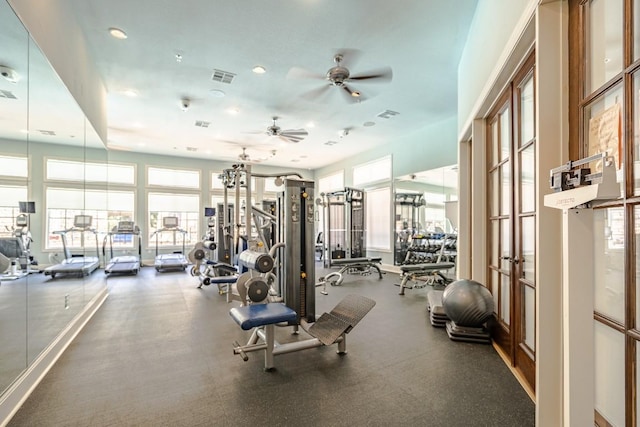 exercise room featuring a wealth of natural light