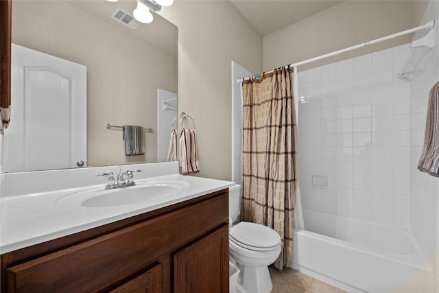 11000 Anderson Mill Rd Unit 100, Austin, TX 78750 - bathroom featuring vanity, toilet, shower / bathtub combination with curtain, and tile patterned flooring