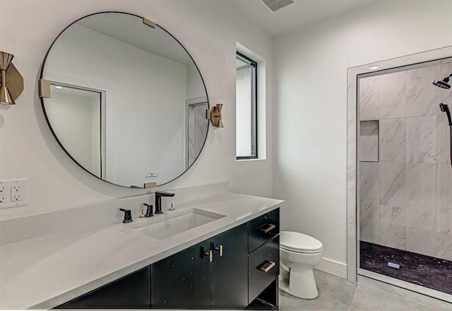 1012 Impala Dr, Granite Shoals, TX 78654 - full bath with a walk in shower, vanity, toilet, and visible vents