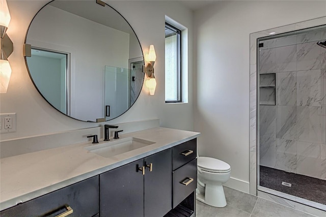 1012 Impala Dr, Granite Shoals, TX 78654 - bathroom featuring vanity, a tile shower, and tile patterned floors