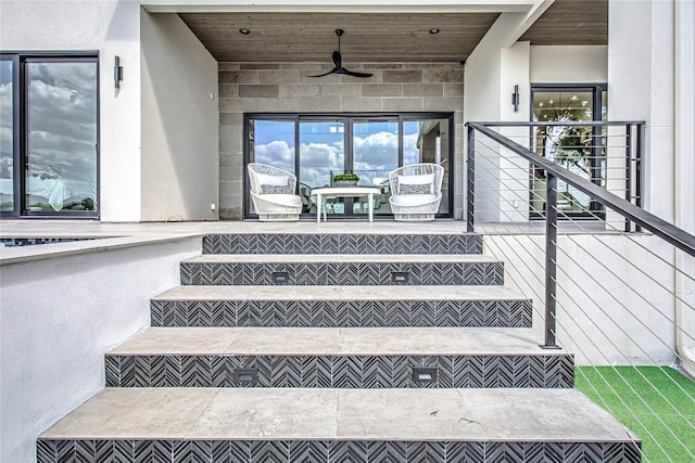 1012 Impala Dr, Granite Shoals, TX 78654 - staircase featuring wooden ceiling