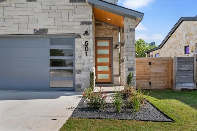 entrance to property with a garage