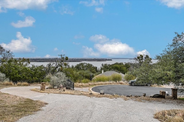 exterior space featuring a water view