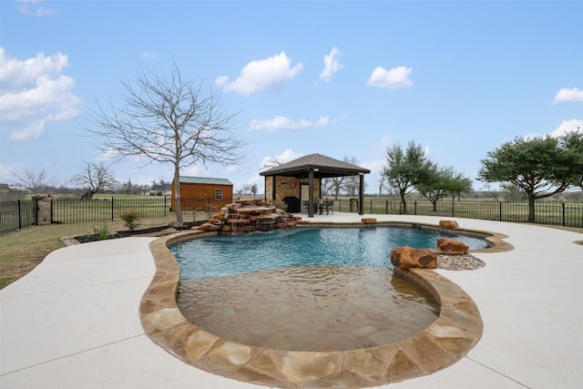 view of pool featuring a gazebo and a patio