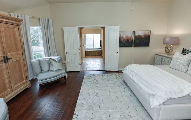 11409 Cezanne Ct, Austin, TX 78726 - bedroom with dark wood-style floors and lofted ceiling