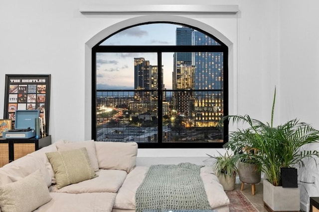 507 Sabine St Unit 907, Austin, TX 78701 - living area featuring arched walkways and a city view