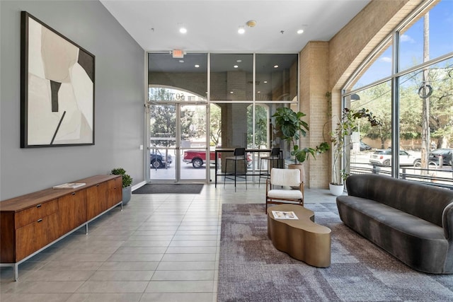 507 Sabine St Unit 907, Austin, TX 78701 - lobby with a towering ceiling and recessed lighting