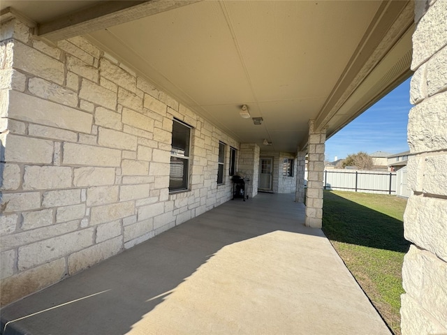 view of patio with a grill