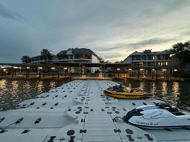 exterior space with a water view