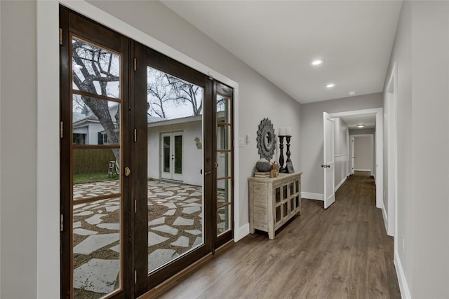 902 W Mill St, New Braunfels, TX 78130 - doorway with hardwood / wood-style flooring and french doors