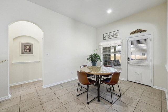1017 Matheson Dr, Leander, TX 78641 - dining area featuring light tile patterned floors, baseboards, and recessed lighting