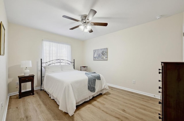 1017 Matheson Dr, Leander, TX 78641 - bedroom featuring light wood-type flooring, baseboards, and ceiling fan