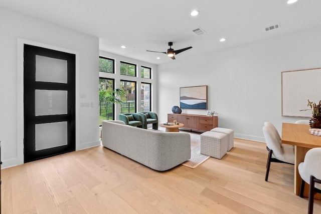 2707 Dulce Ln Unit 7, Austin, TX 78704 - living room with wood finished floors, recessed lighting, and ceiling fan
