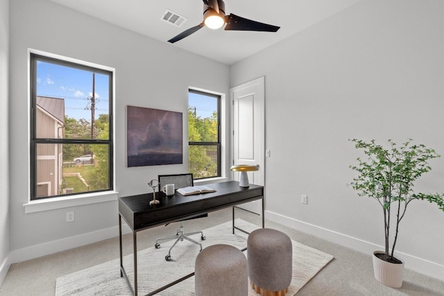2707 Dulce Ln Unit 12, Austin, TX 78704 - carpeted office featuring baseboards and ceiling fan