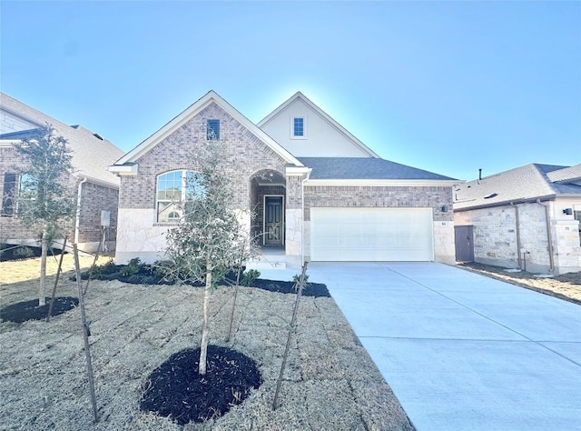 view of front of property with a garage