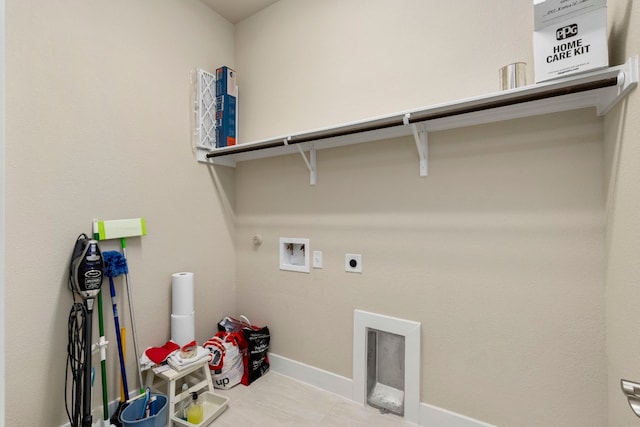 laundry area featuring washer hookup, hookup for a gas dryer, and electric dryer hookup