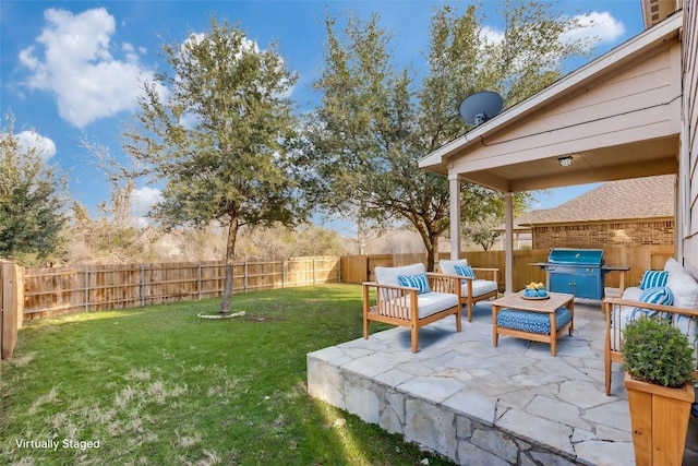 9709 Alex Ln, Austin, TX 78748 - view of yard featuring a patio area and an outdoor living space