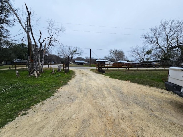 view of road with a rural view