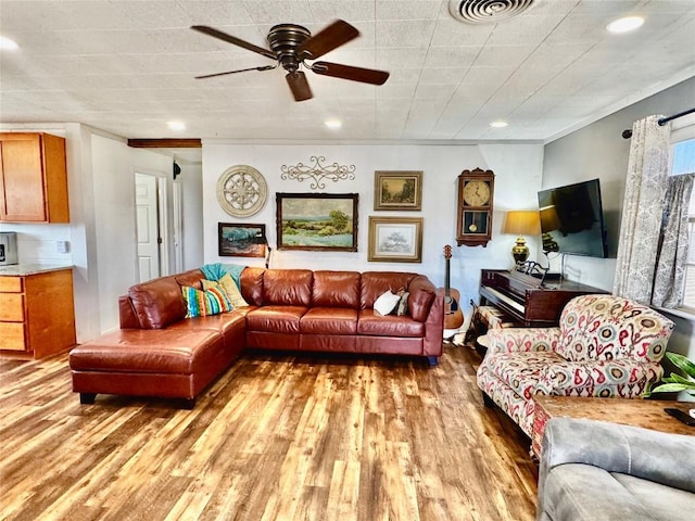302 E Castlewood Dr, Granite Shoals, TX 78654 - living room with wood-type flooring and ceiling fan