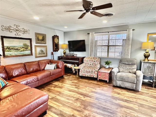 302 E Castlewood Dr, Granite Shoals, TX 78654 - living room with ceiling fan and light hardwood / wood-style floors