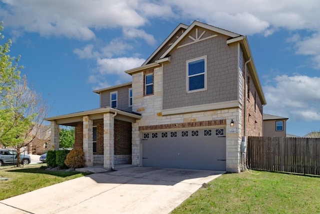 craftsman-style house with a garage and a front yard