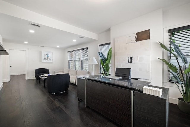 interior space featuring dark wood-type flooring