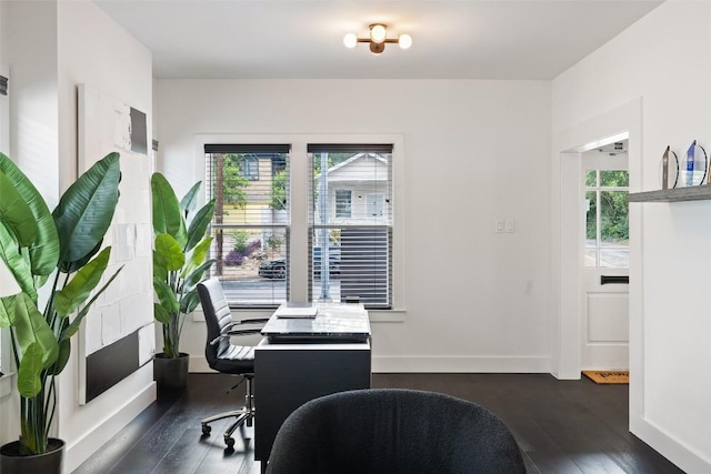 office area featuring dark hardwood / wood-style flooring and a wealth of natural light