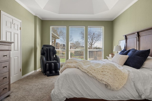 1207 Hyacinth Dr, Temple, TX 76502 - bedroom with carpet floors, a raised ceiling, and crown molding