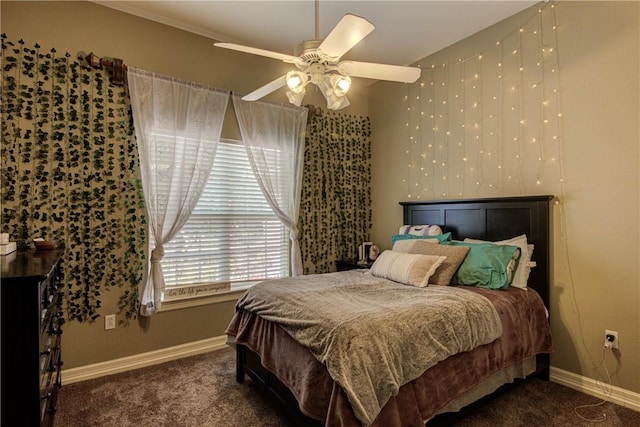 465 Hannah Dr, Dripping Springs, TX 78620 - carpeted bedroom with baseboards and a ceiling fan