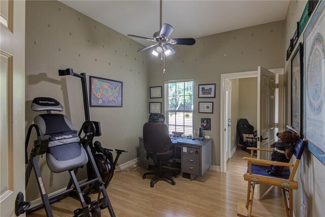 465 Hannah Dr, Dripping Springs, TX 78620 - office with light wood-type flooring and ceiling fan