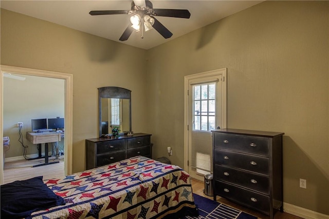 465 Hannah Dr, Dripping Springs, TX 78620 - bedroom featuring wood finished floors and ceiling fan